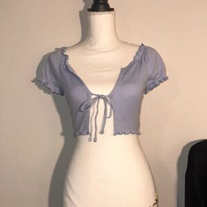 Tilly's Soft Blue Tie-Front Crop Top